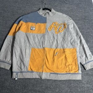 Rocawear Track Jacket Mens 2XL Gray Gold Colorblock RW Script Logo Full Zip